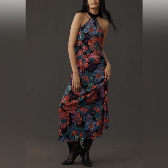 FARM Rio | Dresses | Farm Rio Sleeveless Halter Bow Floral Midi Dress  Ladies Size X Large | Poshmark